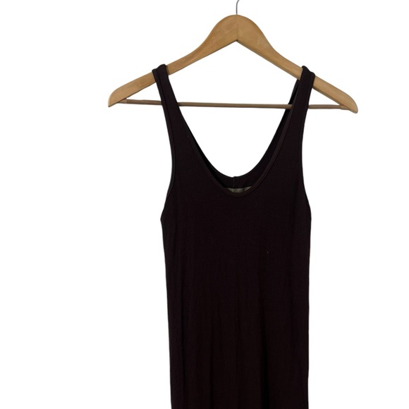 ENZA COSTA Ribbed Brown Tank Silk Midi Dress - Picture 4 of 5